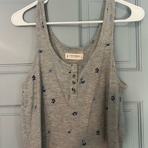 Lucky Brand Gray Floral Women's Tank Top
